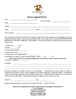 City of Glendale Az Sewer Appeal Form