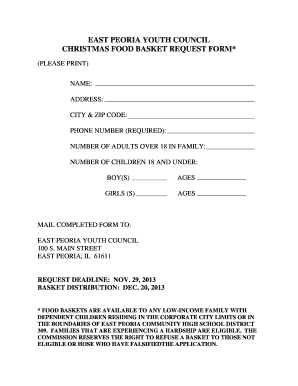 East Peoria Youth Christmas Basket Form