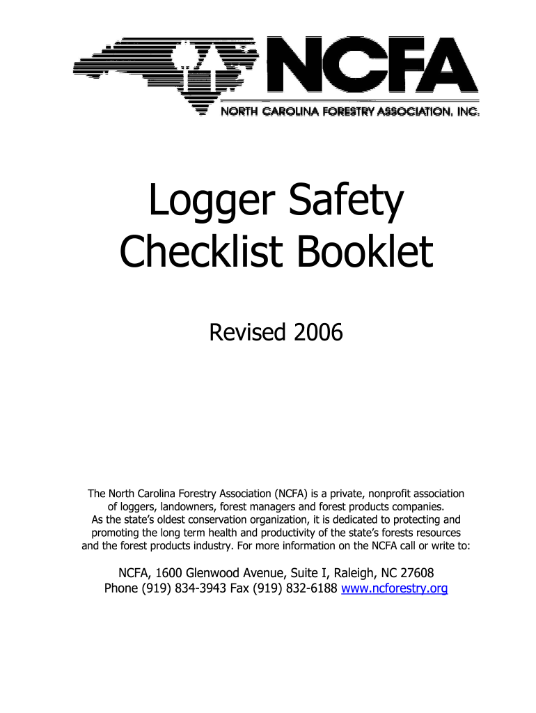 Get and Sign Logger Safety Checklist Booklet Order Form  NCLoggers 2006