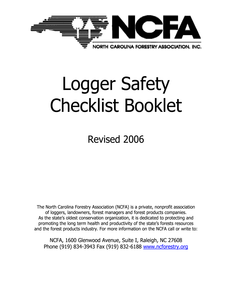 Logger Safety Checklist Booklet Order Form NCLoggers 2006