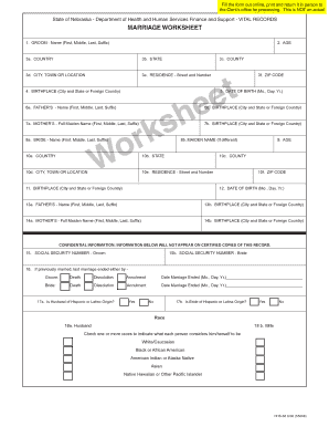 Marriage License Nebraska  Form