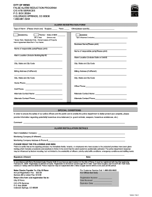 City of Reno Alarm Program  Form