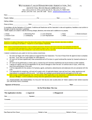 Wetherbee Lakes Hoa  Form