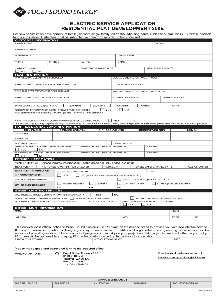  Pse Electrical Service Application Plat Development 300e 2012-2024