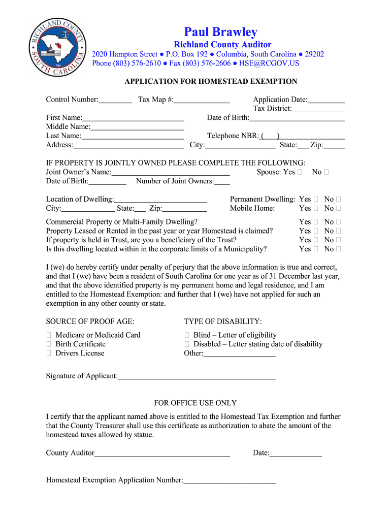 Homestead Exemption  Form