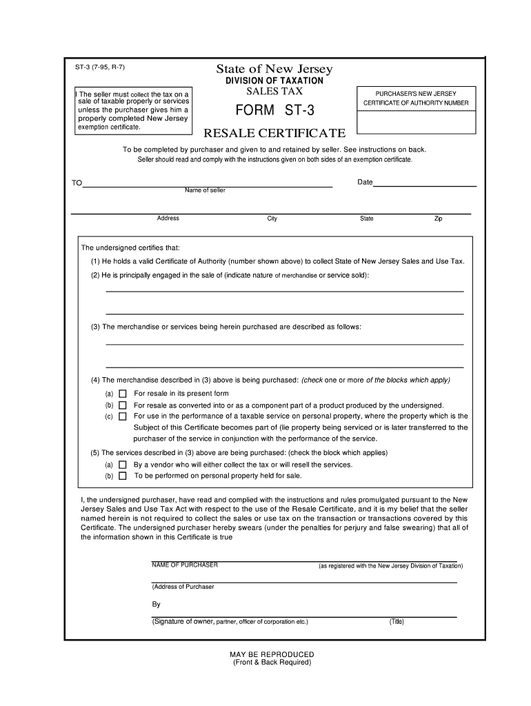 Get and Sign NJ Resale Certificate 2017-2022 Form