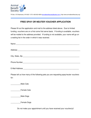 SPAY or NEUTER VOUCHER APPLICATION Webs  Form