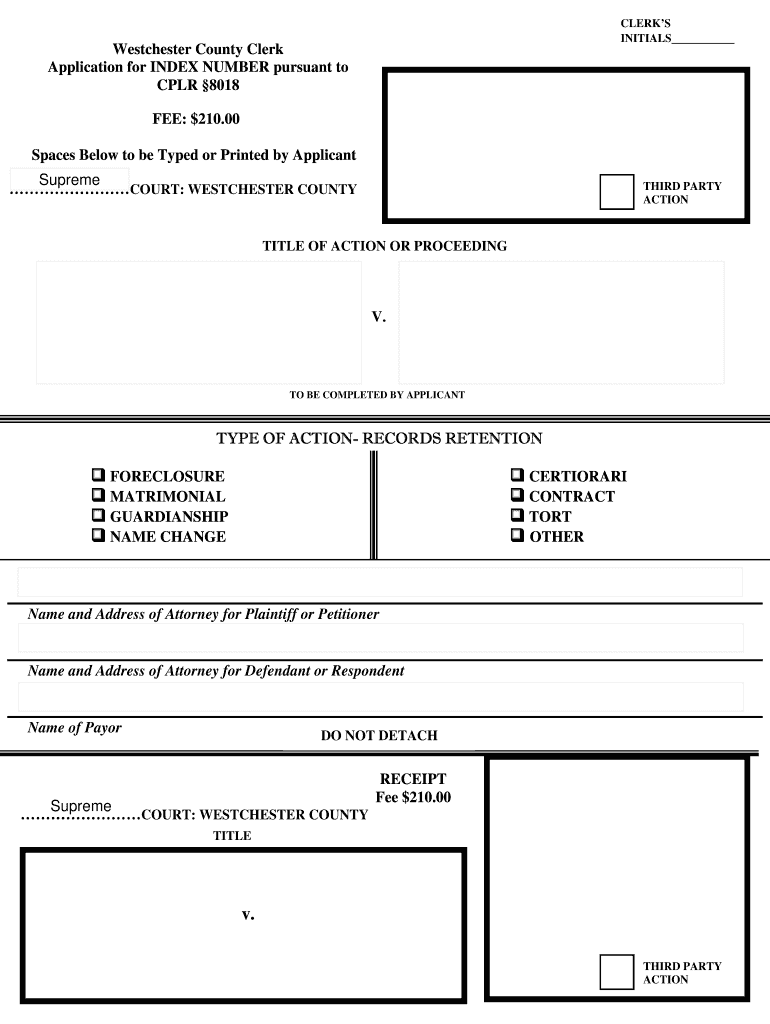 Application for Index Number Nys  Form