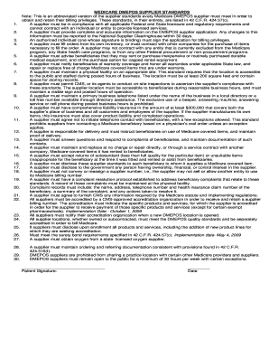 MEDICARE DMEPOS SUPPLIER STANDARDS DOC  Form