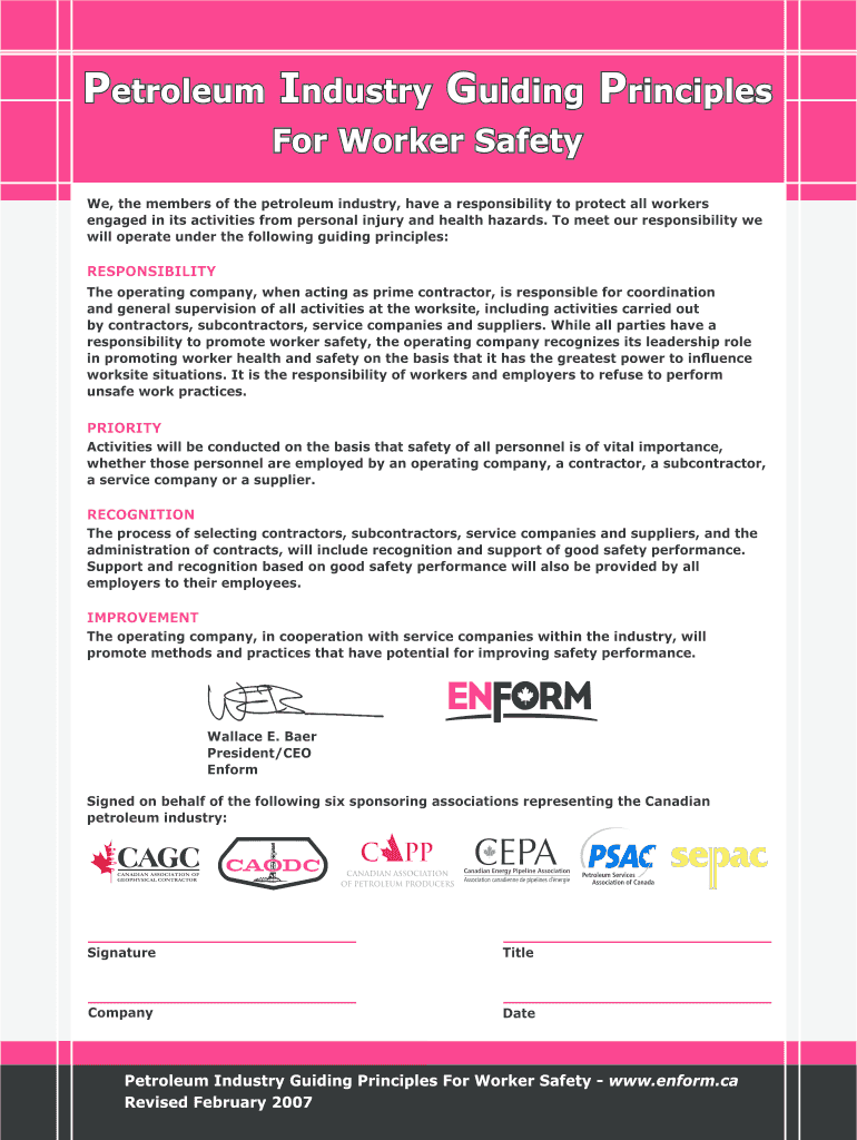  Petroleum Industry Guiding Principles  Form 2007