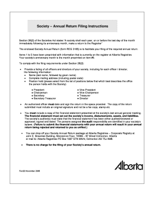 Alberta Society Annual Return 3185  Form