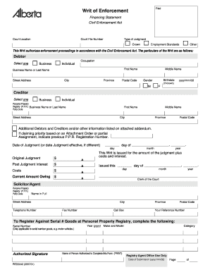 Writ of Enforcement  Form