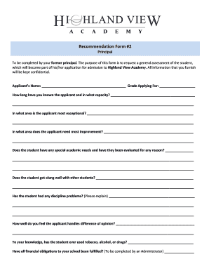 Blank Letter of Recommendation  Form