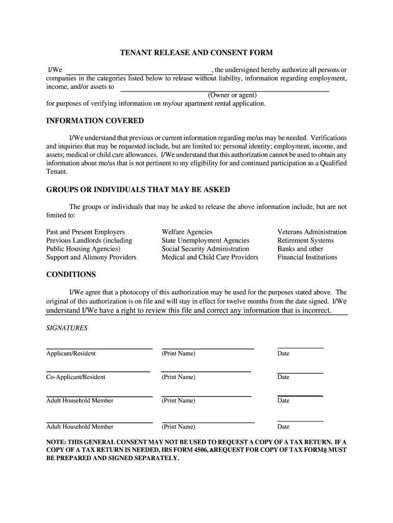 Tenant Release Form