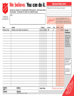 Army Sponsorship Form