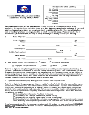 How T Fill Universal Standard Application for State Aided Public Housing Mrvp and Ahvp Sample Form