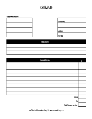 Estimate Template Form  Fill Out and Sign Printable PDF Template  SignNow