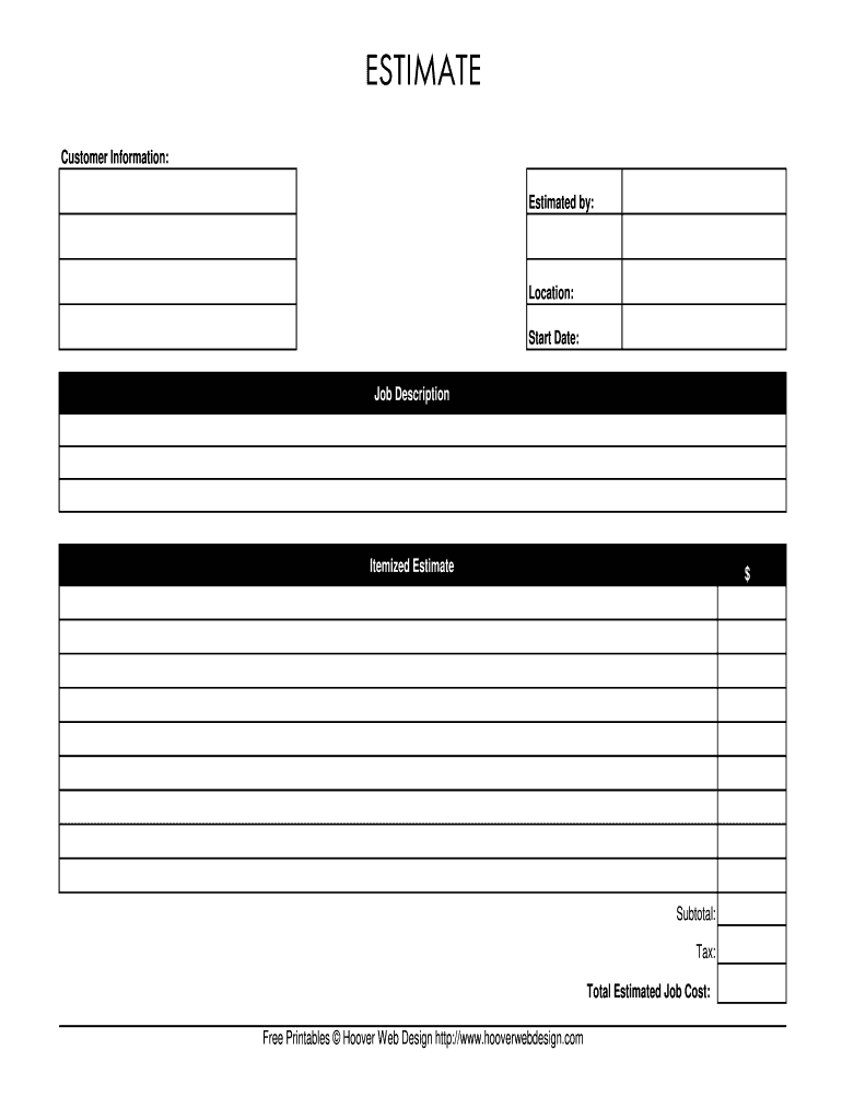 Estimate Template  Form