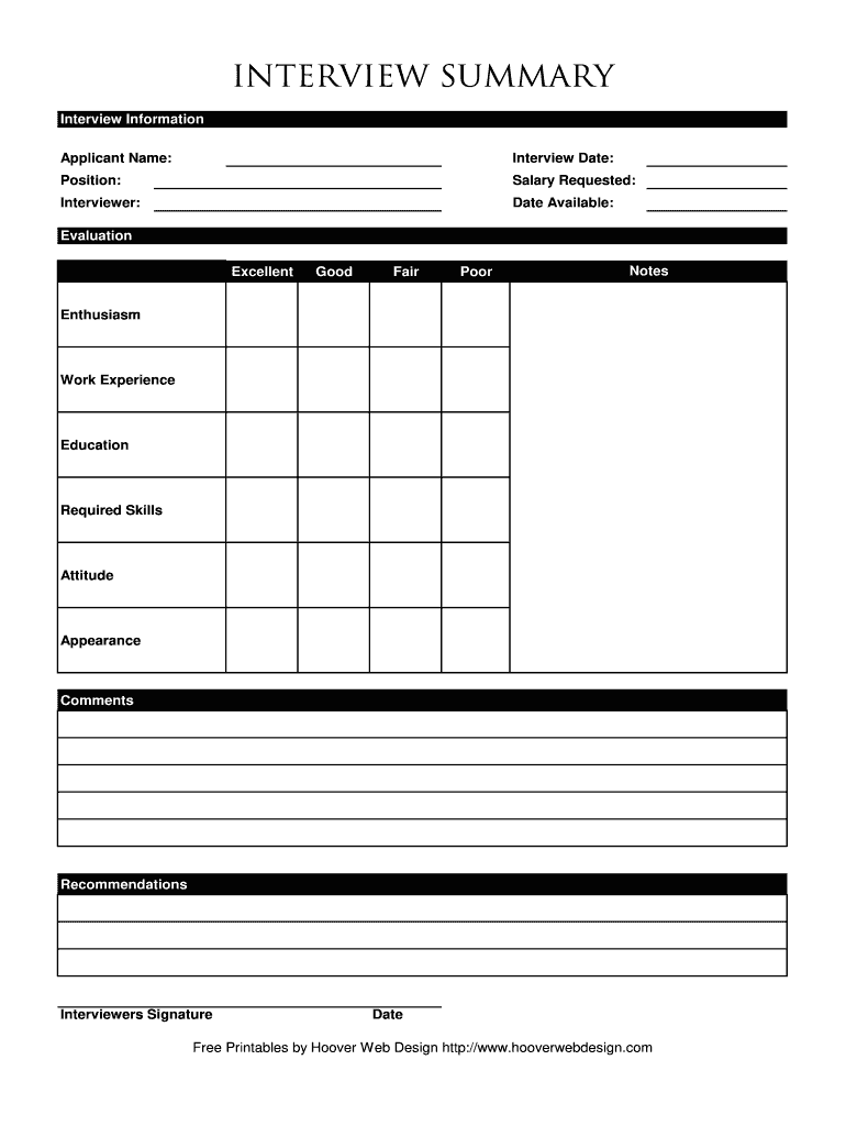 Blank Interview Template  Form