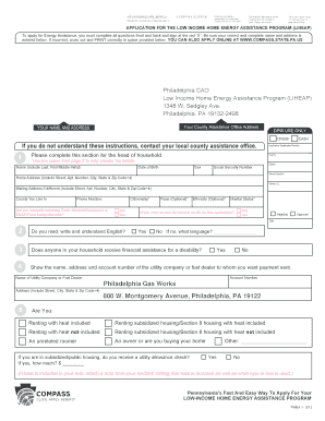 Liheap Online Application Philadelphia  Form