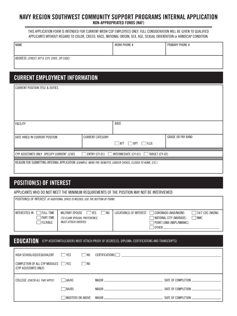 Get and Sign Naf Internal Application 2014-2022 Form