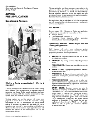 ZONING PRE APPLICATION City of Oakland  Form