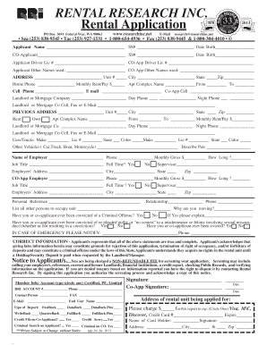 Application List My Rental Home  Form
