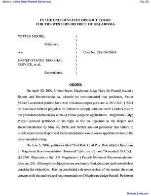 Writ of Habeas Corpus Example  Form