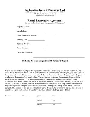 Reservation Agreement Letter Sample  Form