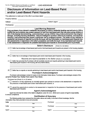 Lead Addendums Disclosure Form No 976