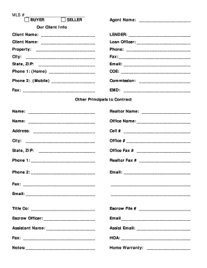 Printable Contact Sheet  Form