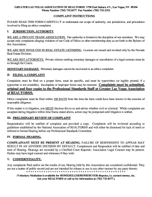 Nevada Real Estate Division Complaints  Form