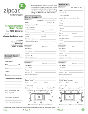 Zipcar Incident Report  Form