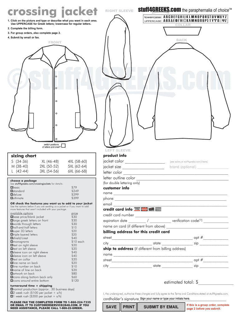 Order Form Jacket Template
