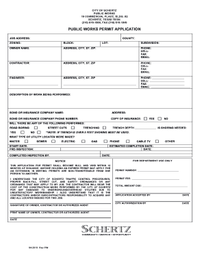 View Public Works Permit Application City of Schertz  Form