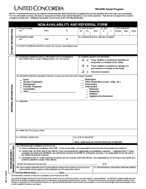 NON AVAILABILITY and REFERRAL FORM United Concordia