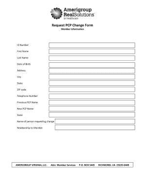 Amerigroup Change Pcp  Form