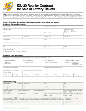 Illinois Lottery Retailer Application  Form