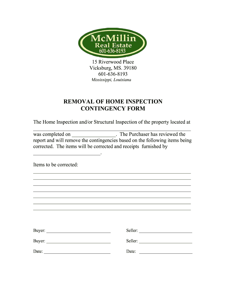 Contingency Removal Mississippi  Form