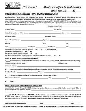 Manteca Unified Ida Request Form