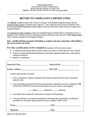 Environmental Health Stockton  Form