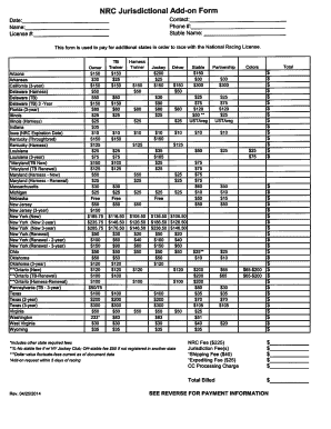 Nrc Jurisdictional Add on Form