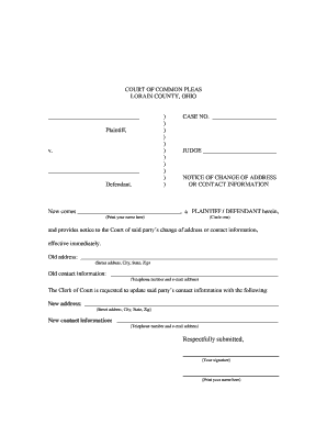 Notice of Intent to Relocate Lorian County Form