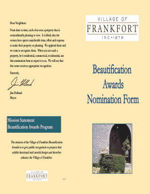 Frankfort Beautification Award  Form