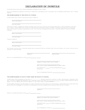 Indian River County Declaration of Domicile  Form