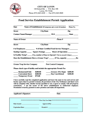 Food Service Permit  Form