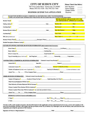 Suisun City Business License  Form