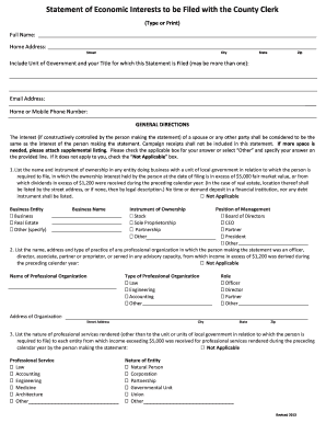 Sangamon County Statement of Economic Interest Form