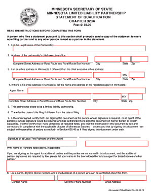 Minnesota LLP Statement of Qualification PDF  Form
