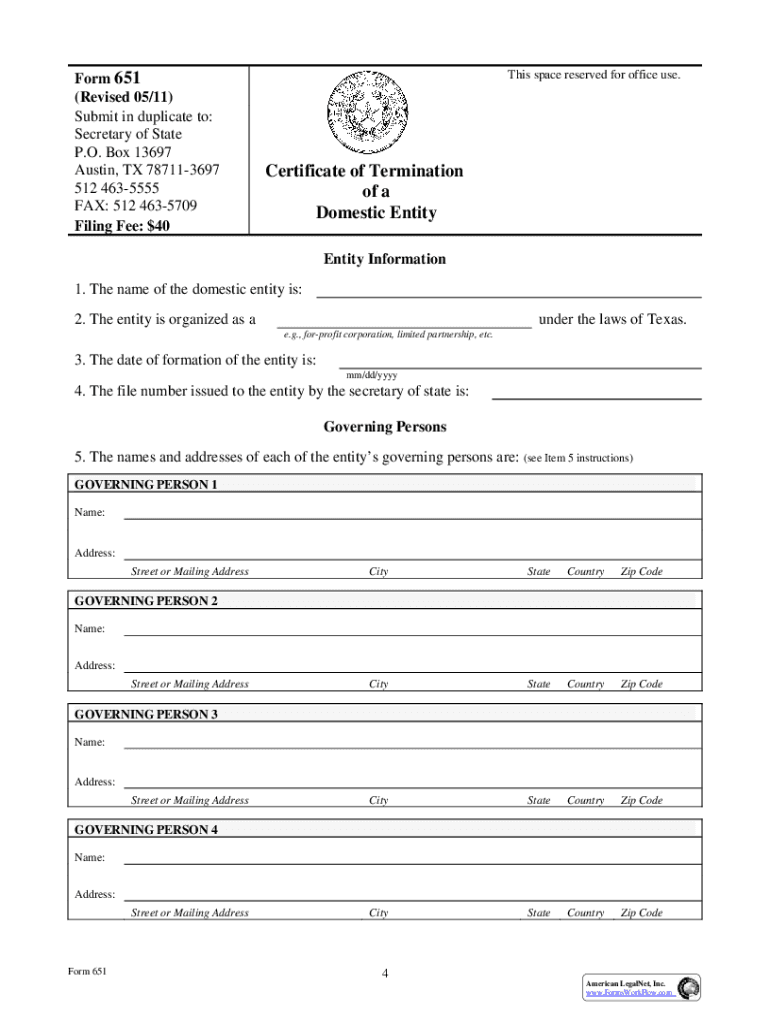 Texas Form 651